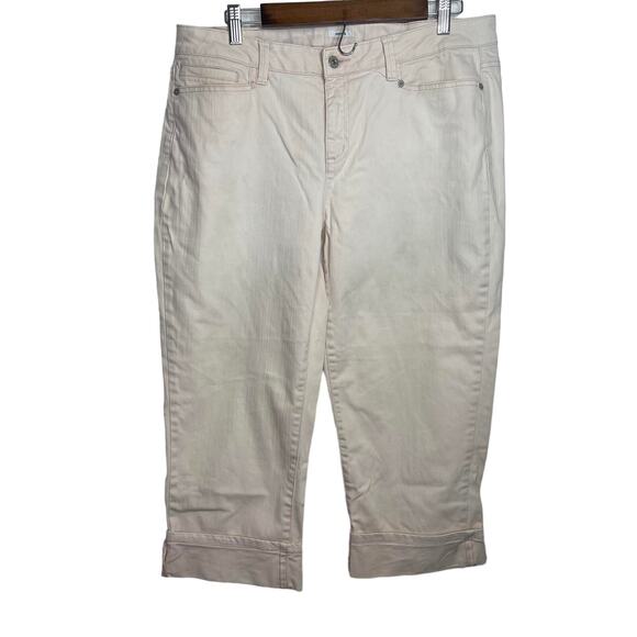 Liz & Co capri pants women's 14 very light baby pink comfortable stretchy cuffed - Picture 1 of 14